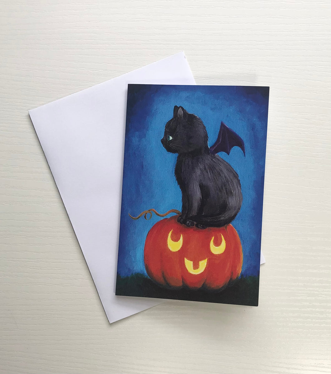 Pumpkin Cat-Blank Greeting Card