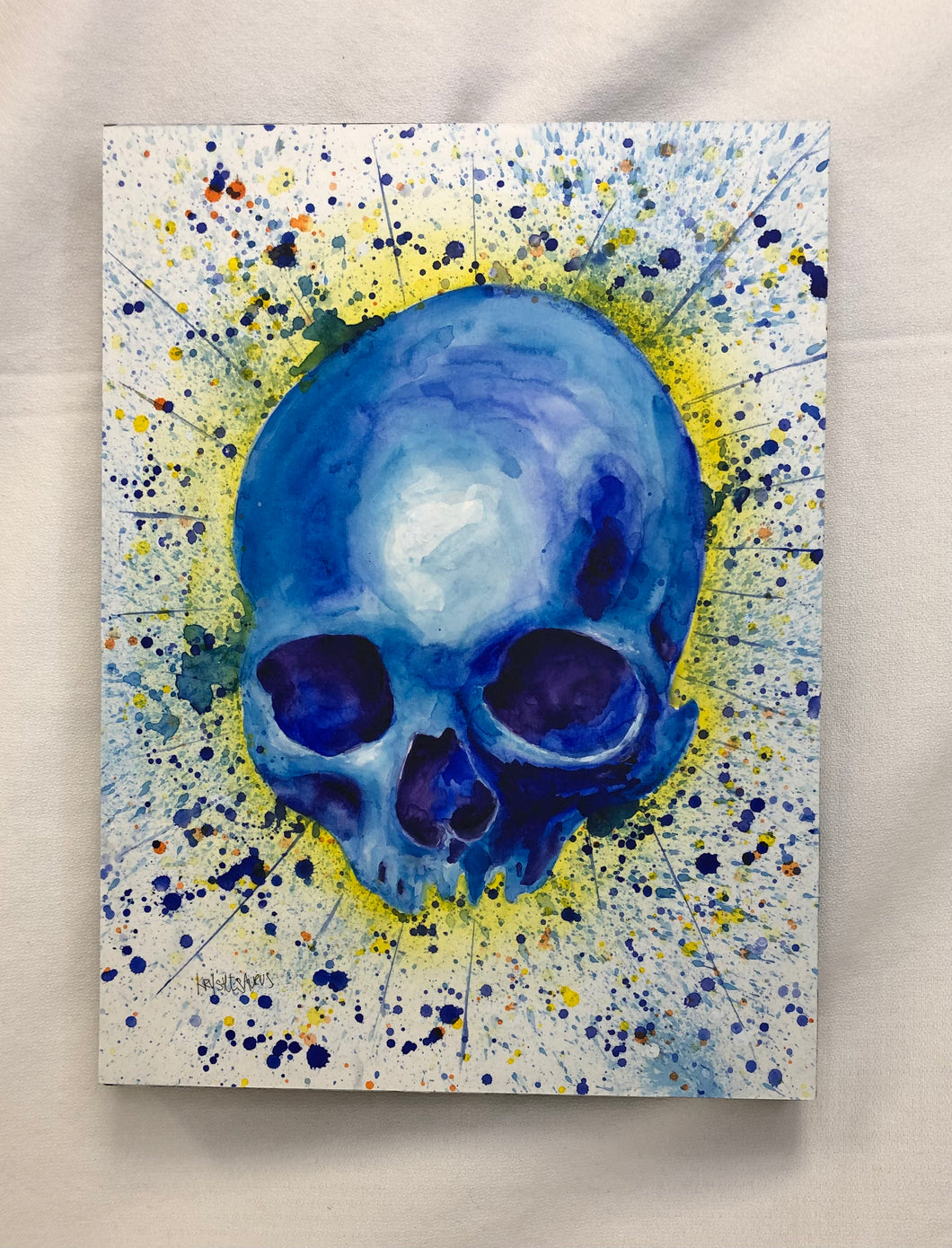 Blue and Yellow Skull Study- Original Art